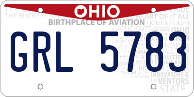 OH license plate GRL5783