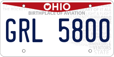 OH license plate GRL5800