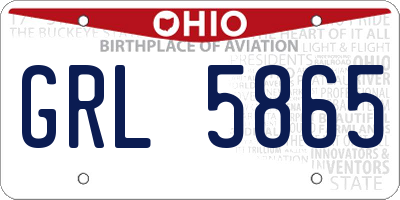 OH license plate GRL5865