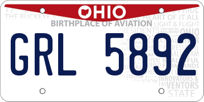 OH license plate GRL5892