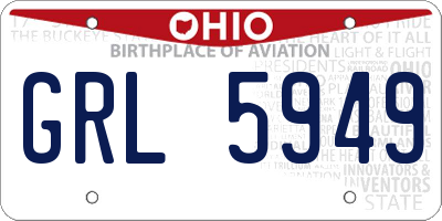 OH license plate GRL5949