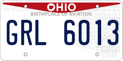 OH license plate GRL6013