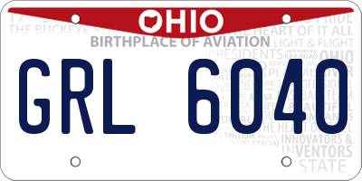 OH license plate GRL6040