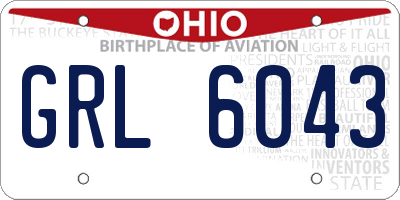 OH license plate GRL6043