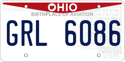 OH license plate GRL6086