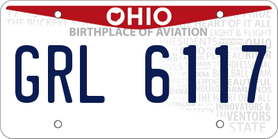 OH license plate GRL6117