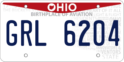 OH license plate GRL6204