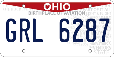 OH license plate GRL6287