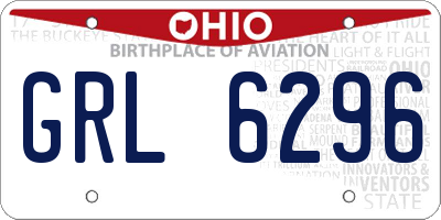 OH license plate GRL6296