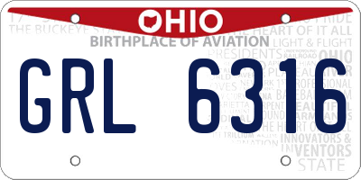 OH license plate GRL6316