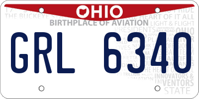 OH license plate GRL6340
