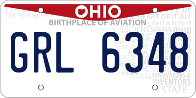 OH license plate GRL6348