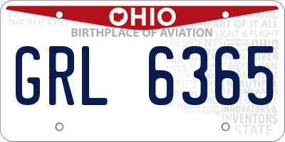 OH license plate GRL6365