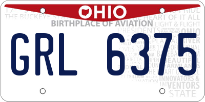 OH license plate GRL6375