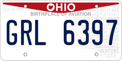 OH license plate GRL6397