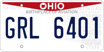 OH license plate GRL6401