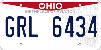 OH license plate GRL6434