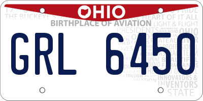 OH license plate GRL6450