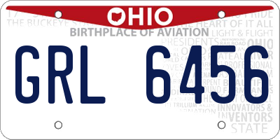OH license plate GRL6456