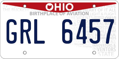 OH license plate GRL6457