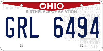 OH license plate GRL6494