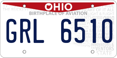 OH license plate GRL6510