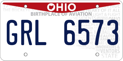 OH license plate GRL6573
