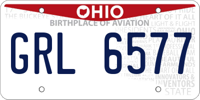 OH license plate GRL6577