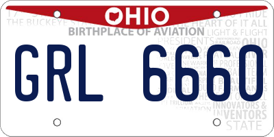OH license plate GRL6660