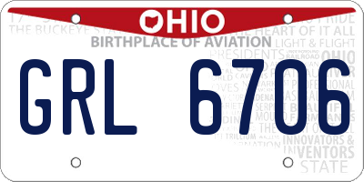 OH license plate GRL6706