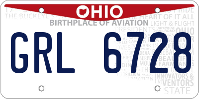 OH license plate GRL6728