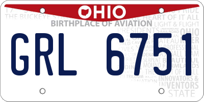 OH license plate GRL6751