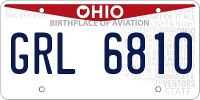 OH license plate GRL6810