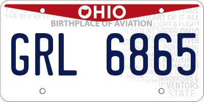OH license plate GRL6865