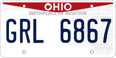 OH license plate GRL6867