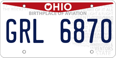OH license plate GRL6870