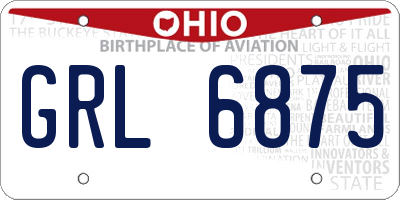 OH license plate GRL6875