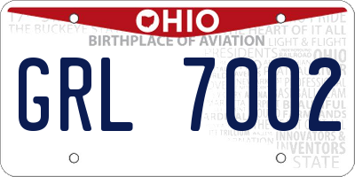 OH license plate GRL7002