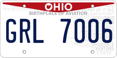 OH license plate GRL7006