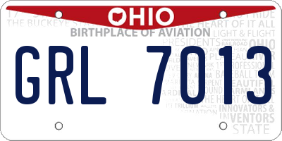 OH license plate GRL7013