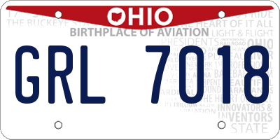 OH license plate GRL7018