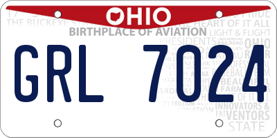 OH license plate GRL7024