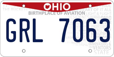 OH license plate GRL7063