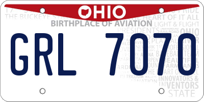 OH license plate GRL7070