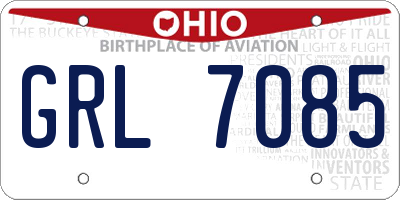 OH license plate GRL7085