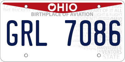 OH license plate GRL7086