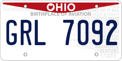 OH license plate GRL7092