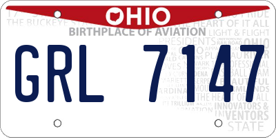 OH license plate GRL7147