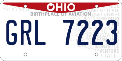 OH license plate GRL7223
