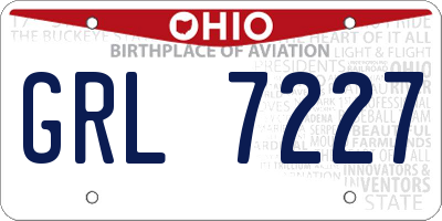 OH license plate GRL7227